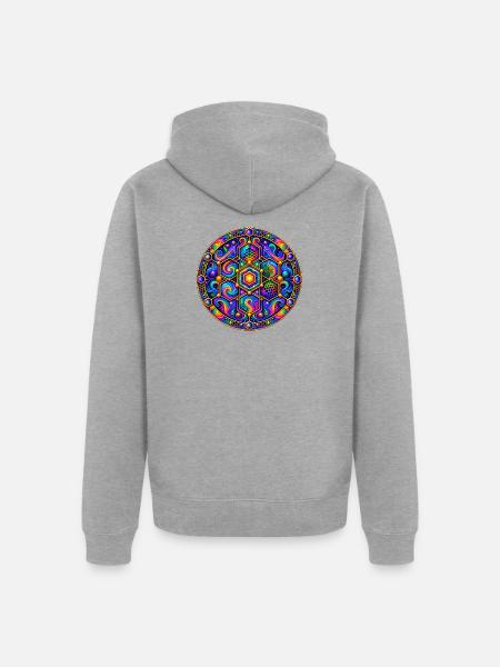 Hexagon - Unisex Premium Bio Zip Hoodie - Grau meliert