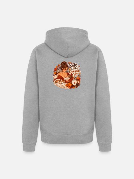 Boobs, Blankets & Pumpkin Spice - Unisex Premium Bio Zip Hoodie - Grau meliert