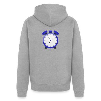 Wecker - Unisex Premium Bio Zip Hoodie - Grau meliert - Hinten - Nico (187cm)