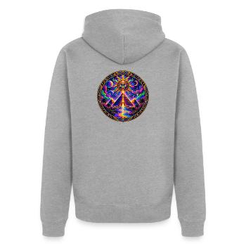 Pyramide - Unisex Premium Bio Zip Hoodie - Grau meliert - Hinten - Nico (187cm)