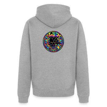 LSD - Unisex Premium Bio Zip Hoodie - Grau meliert - Hinten - Nico (187cm)