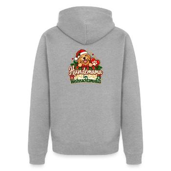 Hundemama im Weihnachtsmodus - Unisex Premium Bio Zip Hoodie - Grau meliert - Hinten - Nico (187cm)