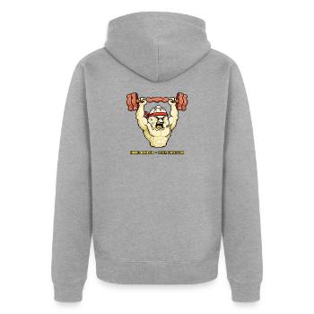 Hard Boiled - Unisex Premium Bio Zip Hoodie - Grau meliert - Hinten - Nico (187cm)