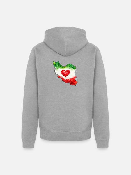 Iran Herz Liebe - Unisex Premium Bio Zip Hoodie - Grau meliert