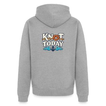 Knoten heute – Seltsames nautisches Segeldesign - Unisex Premium Bio Zip Hoodie - Grau meliert - Hinten - Nico (187cm)