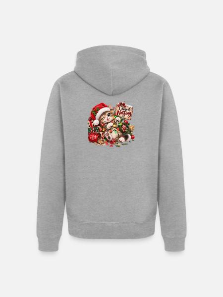 Kätzchen mit Weihnachtslichtern - Unisex Premium Bio Zip Hoodie - Grau meliert