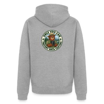 Wald statt Server - Unisex Premium Bio Zip Hoodie - Grau meliert - Hinten - Nico (187cm)