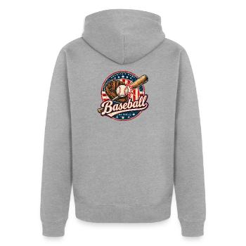 Vintage Baseball Flag - Unisex Premium Bio Zip Hoodie - Grau meliert - Hinten - Nico (187cm)