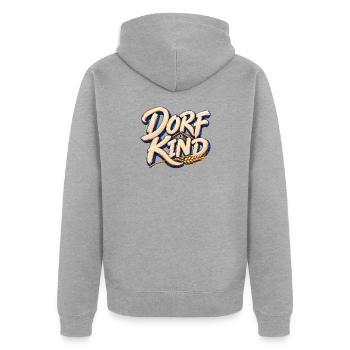 Dorfkind Landleben Schriftzug - Unisex Premium Bio Zip Hoodie - Grau meliert - Hinten - Nico (187cm)