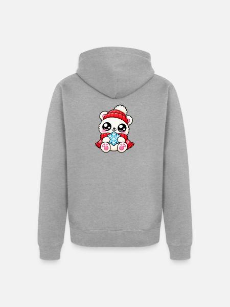 Winterpanda Rotherz-Schneeflocke - Unisex Premium Bio Zip Hoodie - Grau meliert