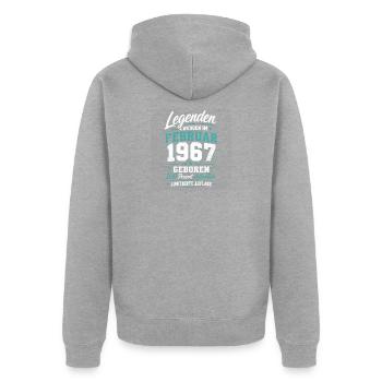 Legenden Februar 1967 Geburtstag Jahrgang Shirt - Unisex Premium Bio Zip Hoodie - Grau meliert - Hinten - Nico (187cm)