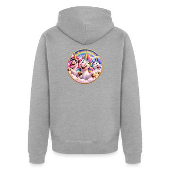 Festliche Regenbogeneinhörner - Unisex Premium Bio Zip Hoodie - Grau meliert - Hinten - Nico (187cm)