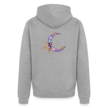 Mondtraum mit Sternenfee - Unisex Premium Bio Zip Hoodie - Grau meliert - Hinten - Nico (187cm)