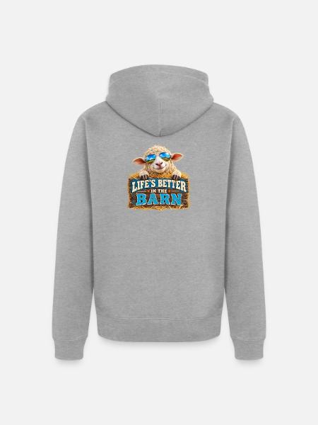 Leben Besser im Stall - Unisex Premium Bio Zip Hoodie - Grau meliert