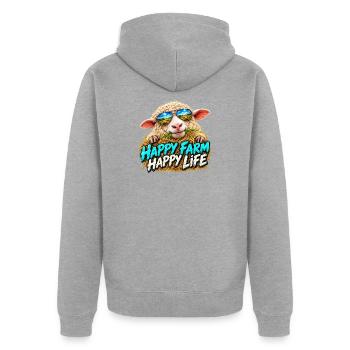 Happy Farm Happy Life: Bauernlaune - Unisex Premium Bio Zip Hoodie - Grau meliert - Hinten - Nico (187cm)