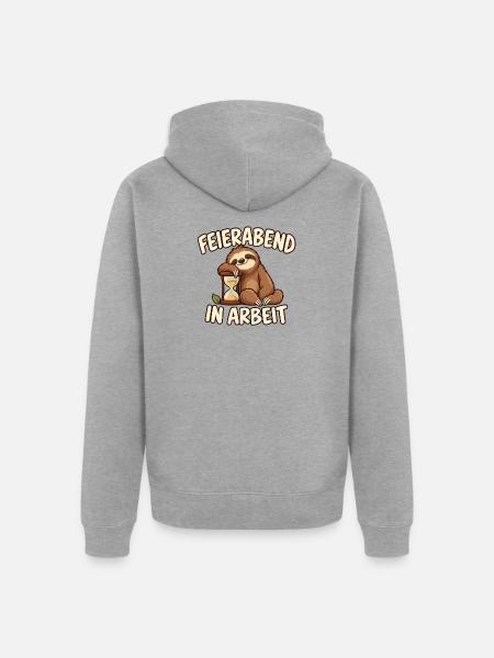 Faultier – Feierabend in Arbeit - Unisex Premium Bio Zip Hoodie - Grau meliert