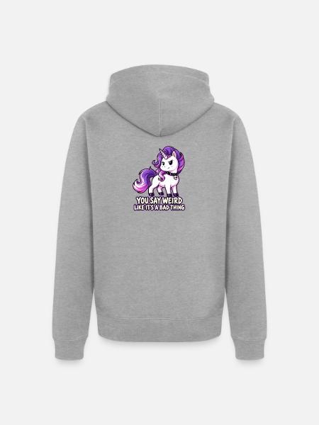 Eigenwilliges Einhorn - Unisex Premium Bio Zip Hoodie - Grau meliert