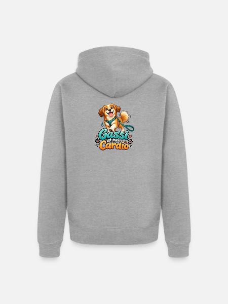 Gassi ist mein Cardio - Unisex Premium Bio Zip Hoodie - Grau meliert