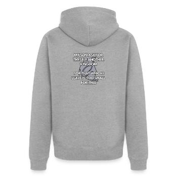 Mein Sohn - Unisex Premium Bio Zip Hoodie - Grau meliert - Hinten - Nico (187cm)