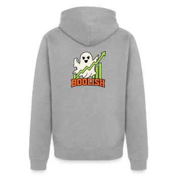 BooLish Wachstumsgeist - Unisex Premium Bio Zip Hoodie - Grau meliert - Hinten - Nico (187cm)