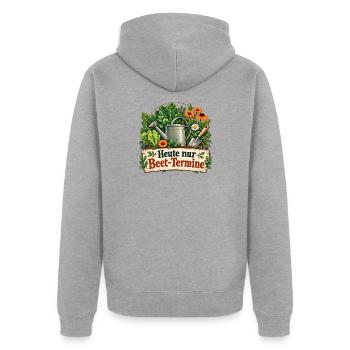 Heute nur Beet Termine - Unisex Premium Bio Zip Hoodie - Grau meliert - Hinten - Nico (187cm)