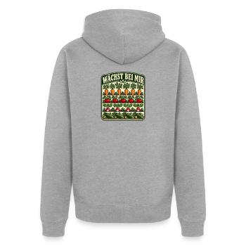 Wächst bei mir Gemüse - Unisex Premium Bio Zip Hoodie - Grau meliert - Hinten - Nico (187cm)