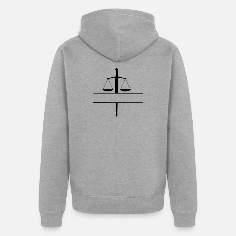 Monogramme de l’épée de justice - Veste à capuche bio Premium Unisexe - gris chiné