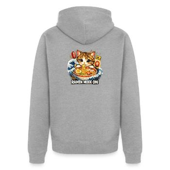 Ramen Nouilles, Amoureux des Chats, Kats Kawaii Rétro - Veste à capuche bio Premium Unisexe - gris chiné - Dos - Nico (187cm)