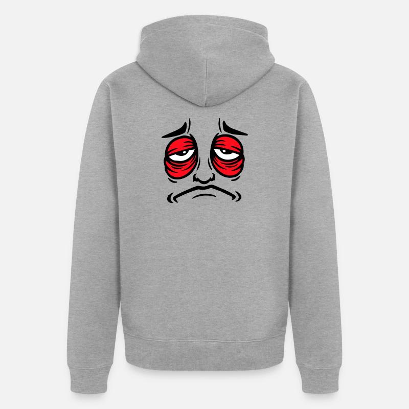 Grumpy sad disappointed face funny - Unisex Premium Organic Zip Hoodie - heather grey