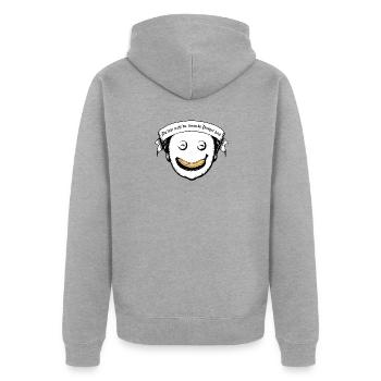 Du bist nicht du, wenn du Hunger hast - Unisex Premium Bio Zip Hoodie - Grau meliert - Hinten - Nico (187cm)