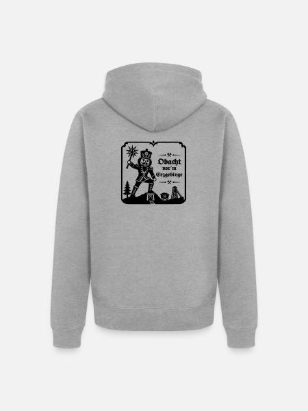 Nussknacker - Obacht vor´m Erzgebirge - Unisex Premium Bio Zip Hoodie - Grau meliert