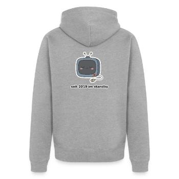 seit 2019 im standby – Fernseher Meme - Unisex Premium Bio Zip Hoodie - Grau meliert - Hinten - Nico (187cm)