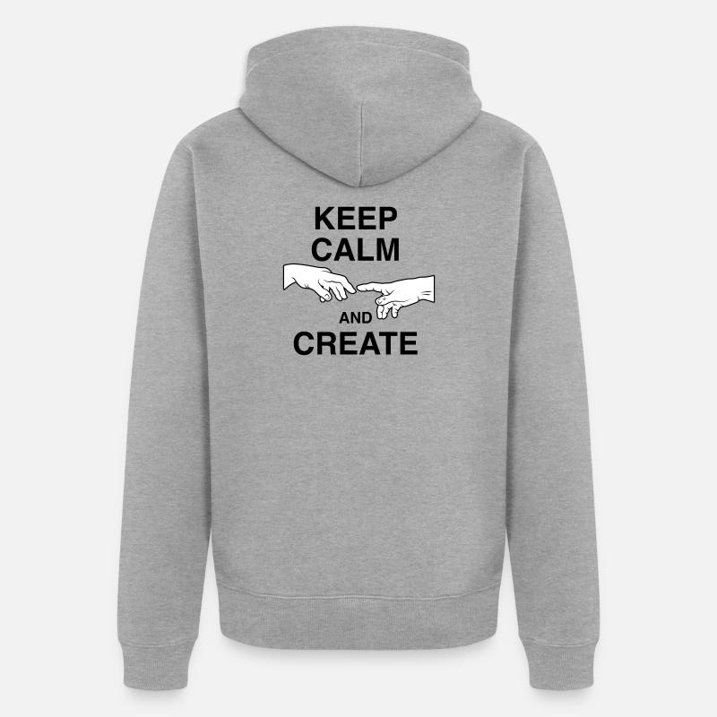 Keep calm and create - Unisex Premium Bio Zip Hoodie - Grau meliert