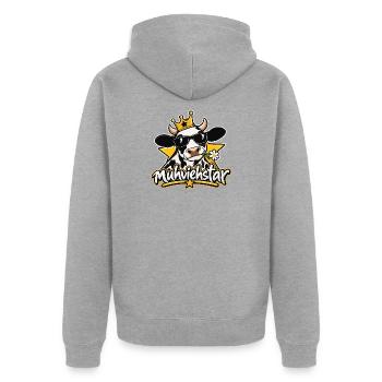 Muhviehstar - Moviestar - Born to be a Star! - Unisex Premium Bio Zip Hoodie - Grau meliert - Hinten - Nico (187cm)