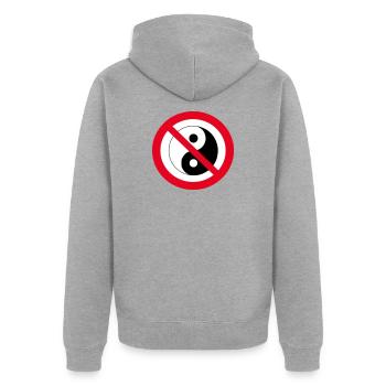 Forbidden Yin Yang: anti-balance symbol - Unisex Premium Organic Zip Hoodie - heather grey - Back - Nico (187cm)