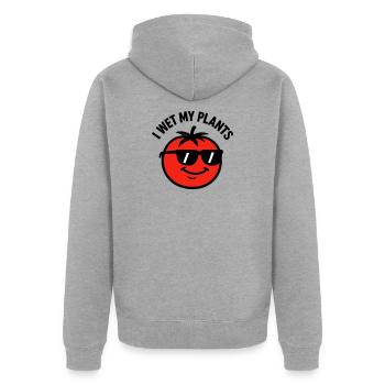 Je Mouille Mes Plantes Tomate Jardinage - Veste à capuche bio Premium Unisexe - gris chiné - Dos - Nico (187cm)