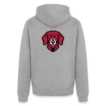 Dackel Maskottchen Logo - Unisex Premium Bio Zip Hoodie - Grau meliert - Hinten - Nico (187cm)