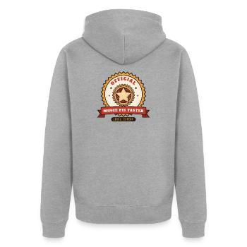 Offizieller Mince Pie Taster, Level: Experte - Unisex Premium Bio Zip Hoodie - Grau meliert - Hinten - Nico (187cm)