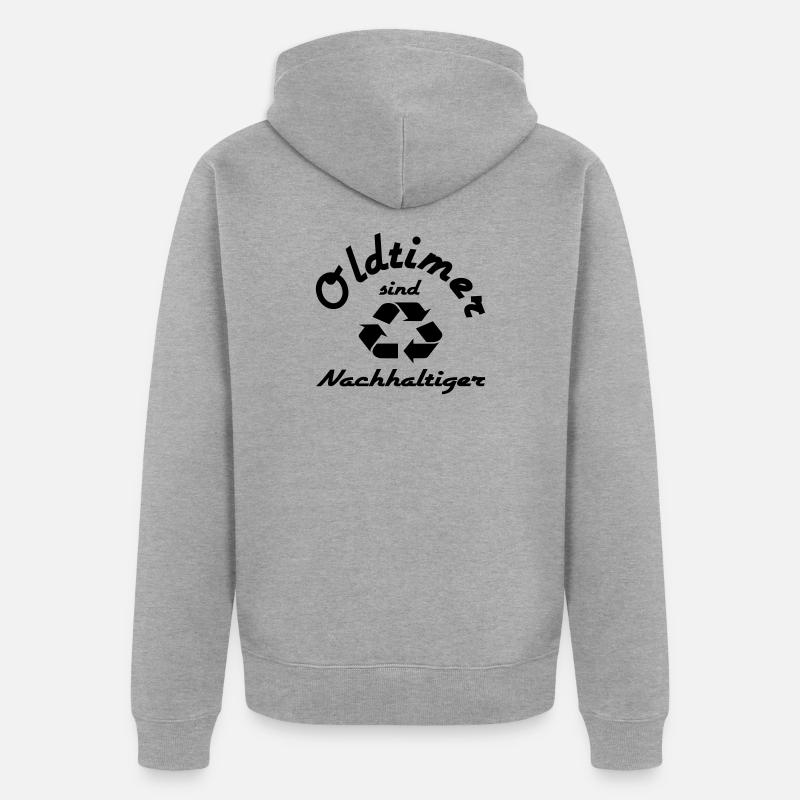 Oldtimer sind Nachhaltiger - Unisex Premium Bio Zip Hoodie - Grau meliert