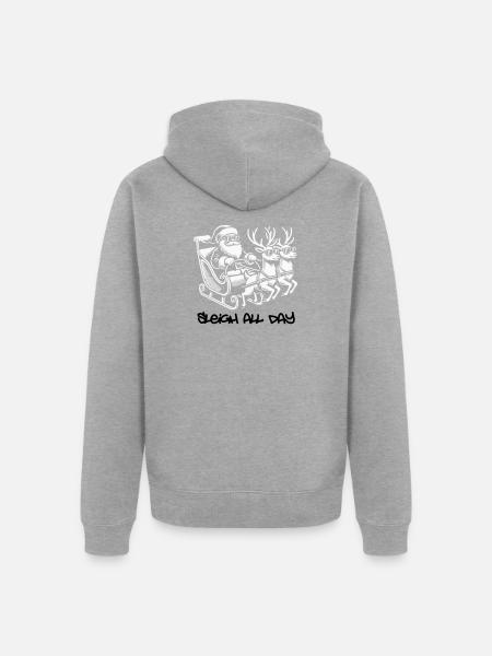 Cooler Santa – Sleigh All Day - Unisex Premium Bio Zip Hoodie - Grau meliert