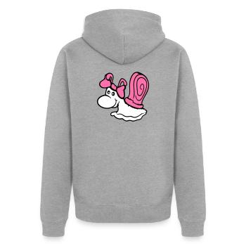 Schnecke Mädchen weiblich süß hübsch Schleife Frau - Unisex Premium Bio Zip Hoodie - Grau meliert - Hinten - Nico (187cm)