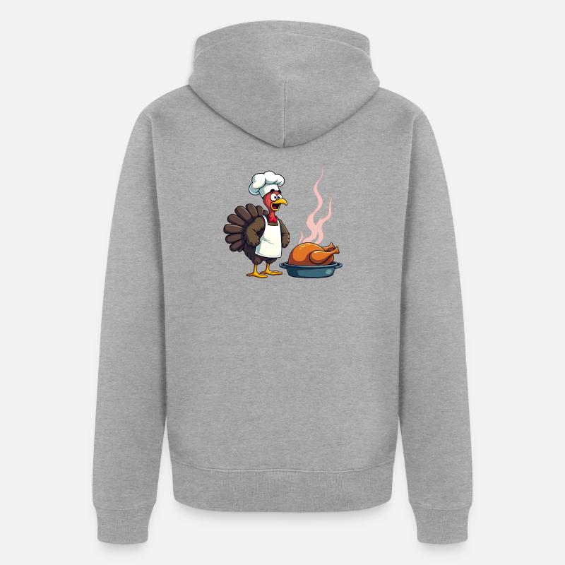 Cuisinier de dinde de Thanksgiving - Veste à capuche bio Premium Unisexe - gris chiné