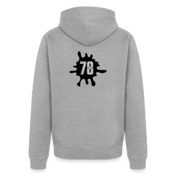 Blobs 78 Number - Unisex Premium Organic Zip Hoodie - heather grey - Back - Nico (187cm)