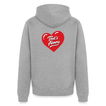 "That's AiMore" pun shirt with her - Unisex Premium Organic Zip Hoodie - heather grey - Back - Nico (187cm)