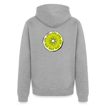 Lime - Unisex Premium Bio Zip Hoodie - Grau meliert - Hinten - Nico (187cm)