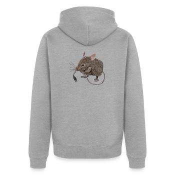 USB Mouse - Unisex Premium Organic Zip Hoodie - heather grey - Back - Nico (187cm)