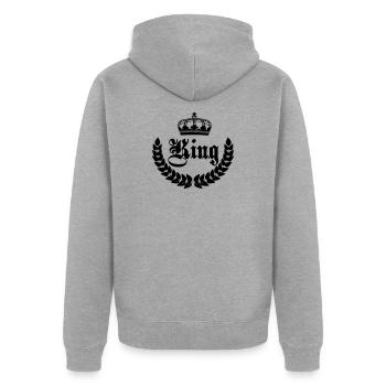King crown - Unisex Premium Organic Zip Hoodie - heather grey - Back - Nico (187cm)
