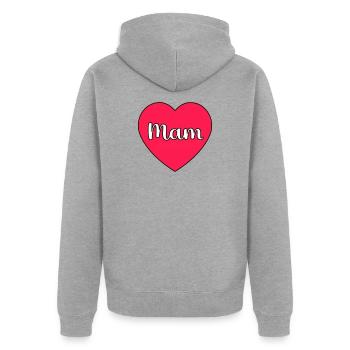 Mama Hart - Unisex Premium Bio Zip Hoodie - Grau meliert - Hinten - Nico (187cm)