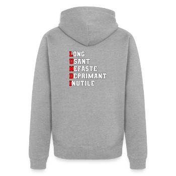 Montag - Unisex Premium Bio Zip Hoodie - Grau meliert - Hinten - Nico (187cm)