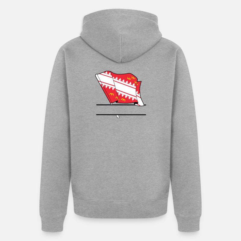 Drapeau d’Alsace avec boîte de texte - Veste à capuche bio Premium Unisexe - gris chiné